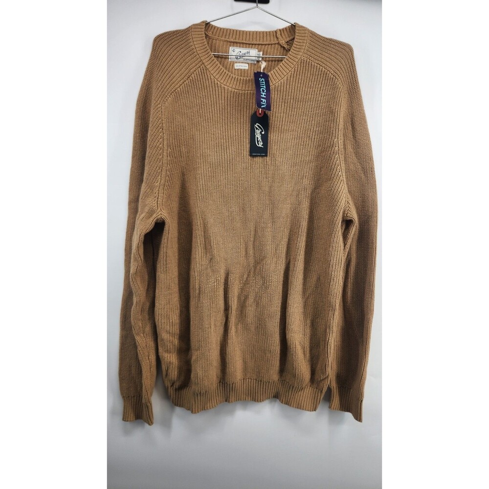 Grayers Mens XL Curry Brown Shaker‎ Stitch Crewneck Sweater NWT 100% Cotton